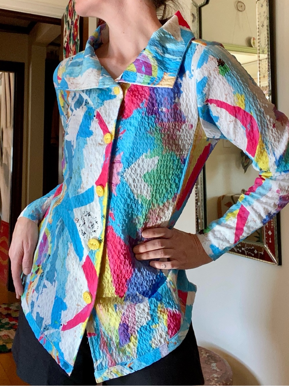 🎨 Abstract Multi-Color Textured Top - Picture 4 of 8